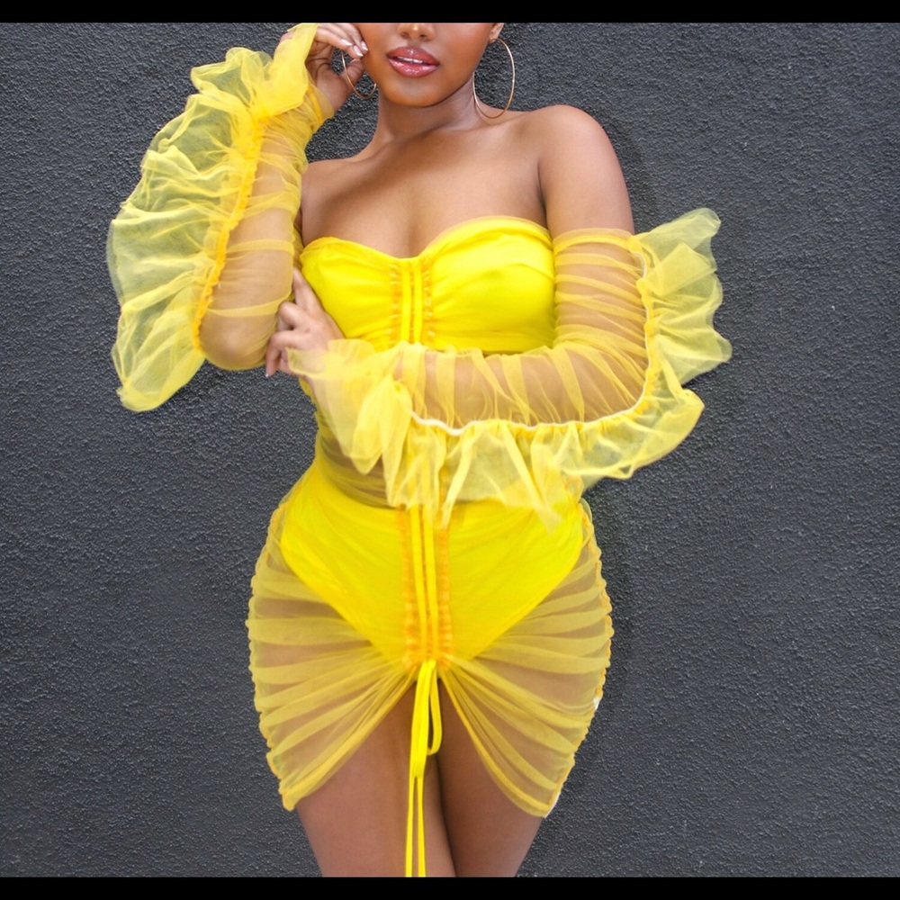 Yellow Mesh Dress